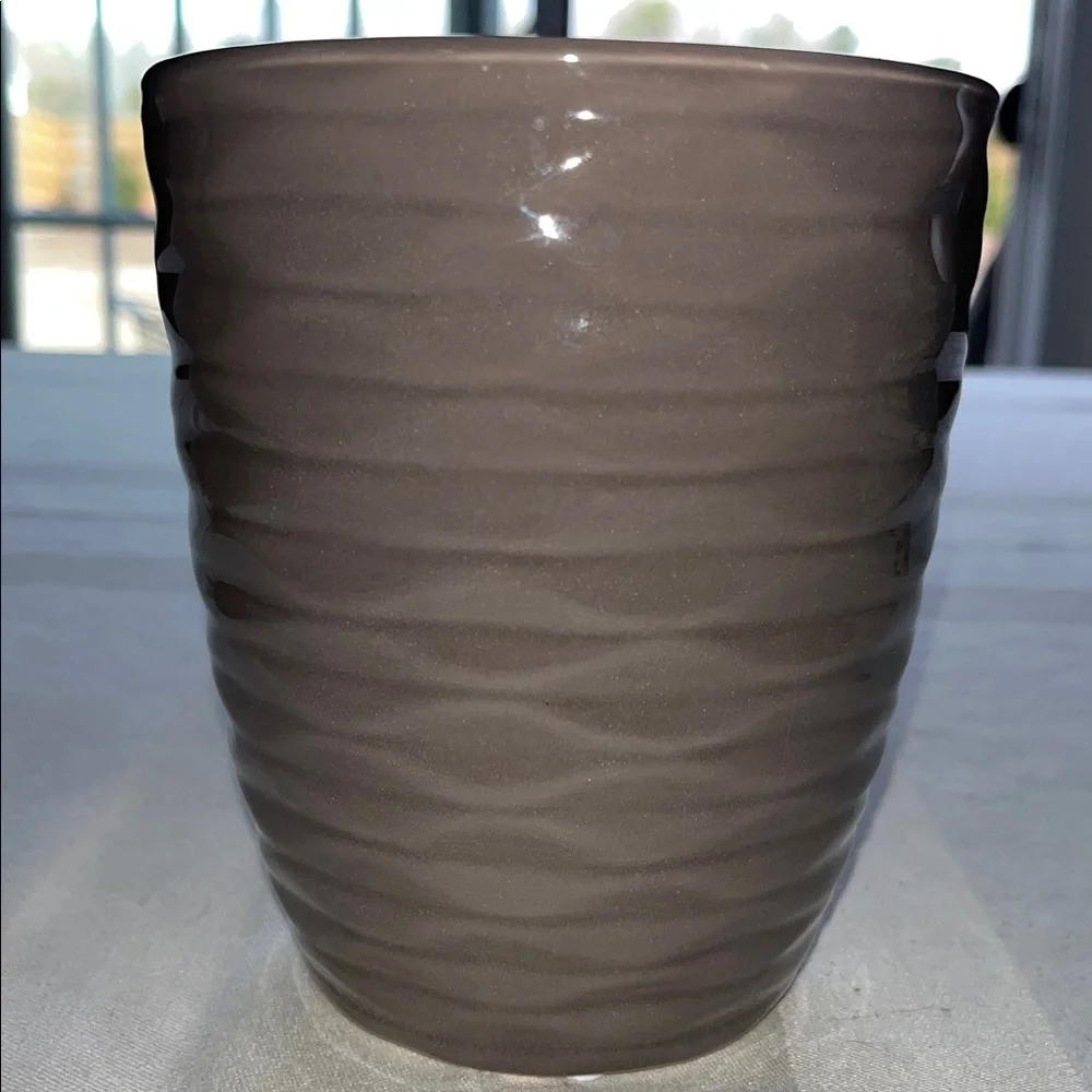 Textured Ceramic Planter in Dark Taupe